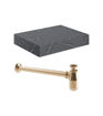 Naseby 600mm Wall Hung Grey Marble Basin Shelf & Brushed Bronze Bottle Trap