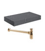 Naseby 800mm Wall Hung Grey Marble Basin Shelf & Brushed Bronze Bottle Trap