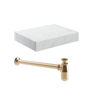 Naseby 600mm Wall Hung White Marble Basin Shelf & Brushed Bronze Bottle Trap