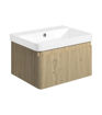Glenbank 605mm Wall Hung 1 Drawer Basin Unit & Basin - Textured Oak