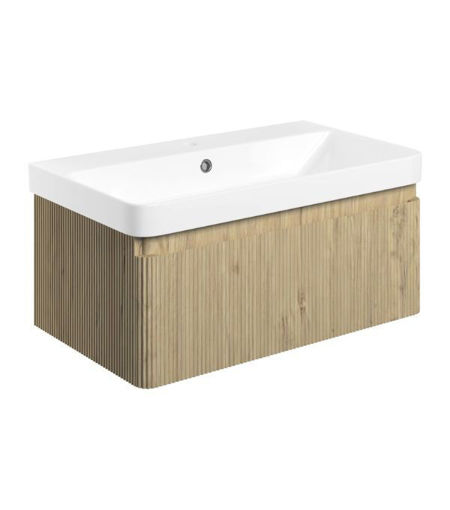 Glenbank 805mm Wall Hung 1 Drawer Basin Unit & Basin - Textured Oak