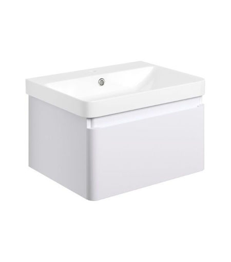 Mosel 605mm Wall Hung 1 Drawer Basin Unit & Basin - Matt White