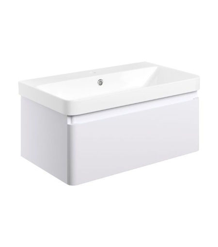 Mosel 805mm Wall Hung 1 Drawer Basin Unit & Basin - Matt White