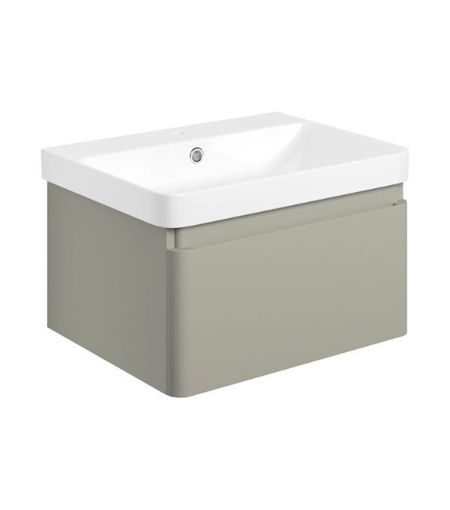 Mosel 605mm Wall Hung 1 Drawer Basin Unit & Basin - Matt Latte