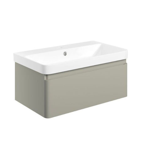 Mosel 805mm Wall Hung 1 Drawer Basin Unit & Basin - Matt Latte