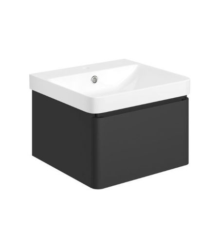 Mosel 500mm Wall Hung 1 Drawer Basin Unit & Basin - Matt Black