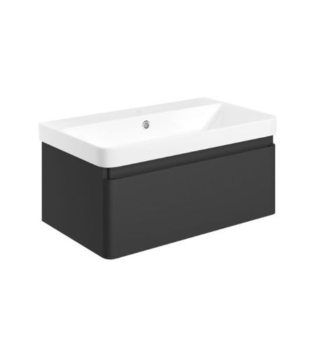 Mosel 805mm Wall Hung 1 Drawer Basin Unit & Basin - Matt Black
