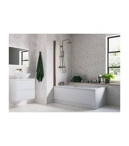 Single Straight Bath Screen - Brushed Bronze
