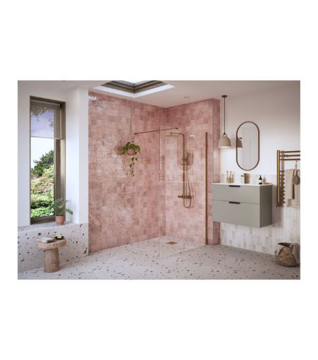 Coniston 500mm Wetroom Panel & Support Bar - Brushed Bronze