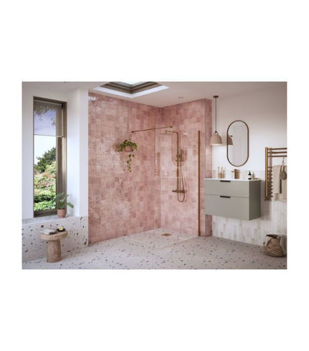 Coniston 800mm Wetroom Panel & Support Bar - Brushed Bronze