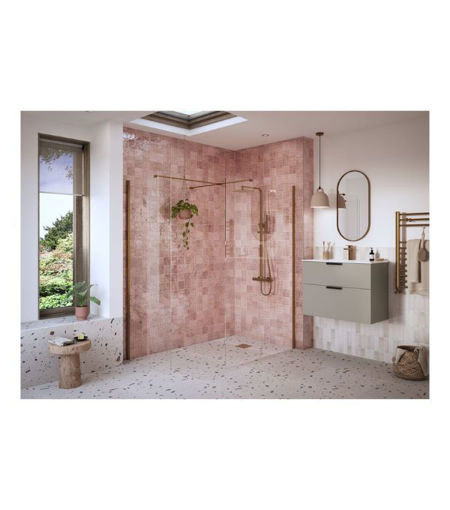 Coniston 500mm Wetroom Side Panel & Arm - Brushed Bronze