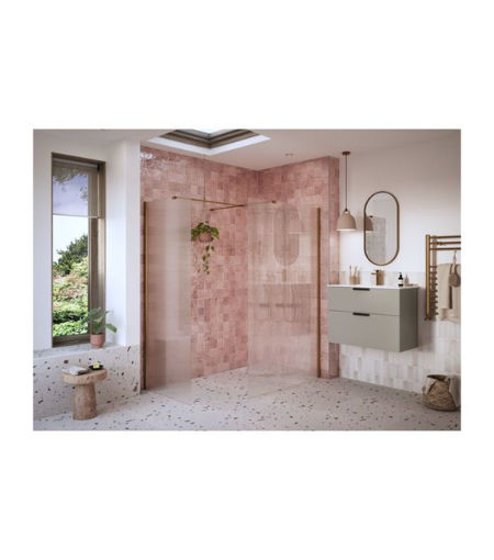 Coniston 900mm Fluted Wetroom Panel & Side Panel Arm - Brushed Bronze