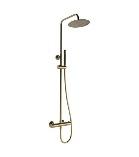 Round Thermostatic Bar Mixer w/Riser Kit - Brushed Bronze
