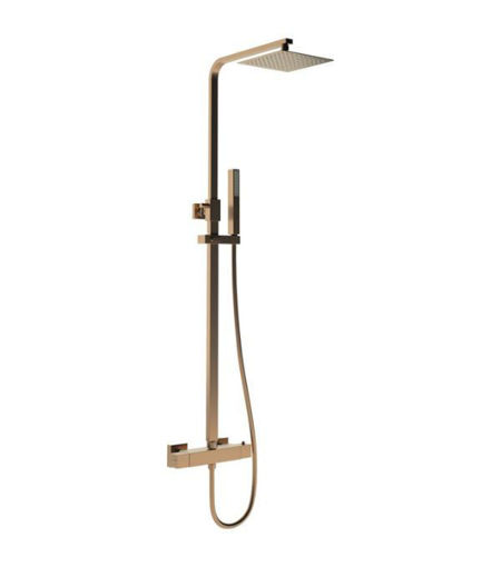 Square Thermostatic Bar Mixer w/Riser Kit - Brushed Bronze