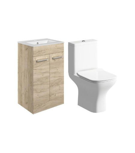 Avon 510mm Floor Standing Unit & Close Coupled WC Pack - Oak