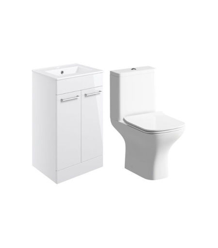 Avon 510mm Floor Standing Unit & Close Coupled WC Pack - White Gloss