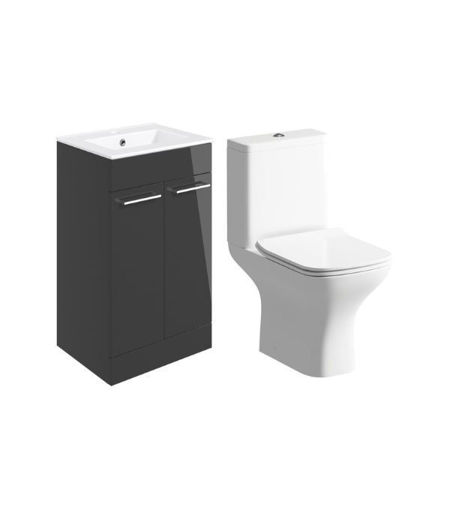 Avon 510mm Floor Standing Unit & Close Coupled WC Pack - Anthracite Gloss
