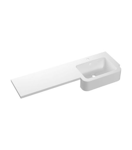1242mm Standard Square One-Piece Basin & Overflow Ring - Left Hand