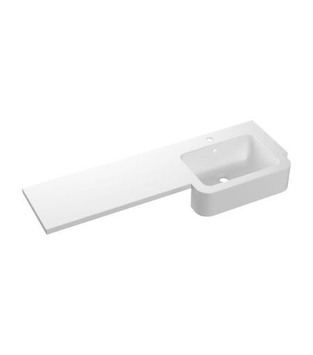 1242mm Standard Square One-Piece Basin & Overflow Ring - Right Hand