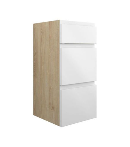Cedar 300mm Standard 3 Drawer Unit - White Gloss (Oak Cab)