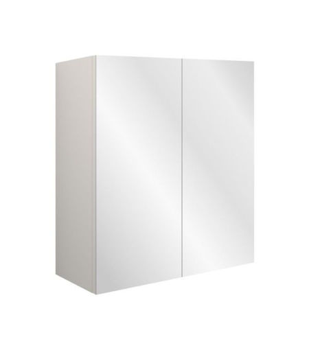 Cedar 600mm Mirrored Wall Unit - White Gloss (Grey Cab)