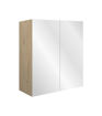 Cedar 600mm Mirrored Wall Unit - White Gloss (Oak Cab)