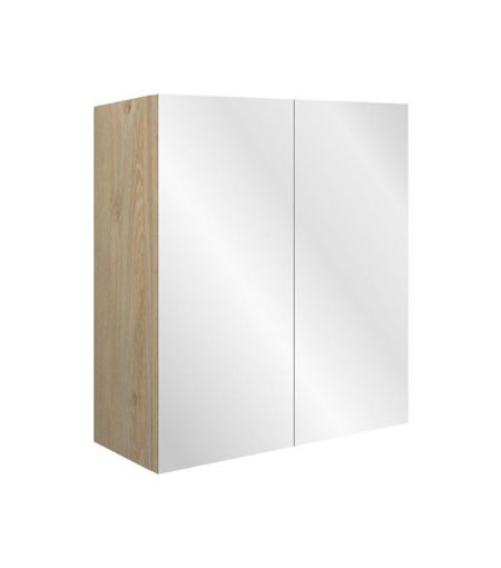 Cedar 600mm Mirrored Wall Unit - White Gloss (Oak Cab)