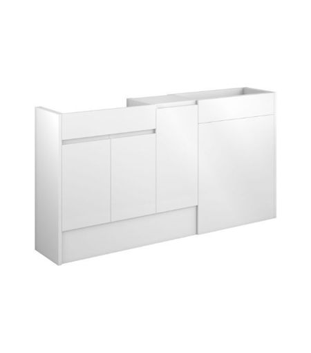 Cedar 1536mm Standard Basin, WC & 1 Door Unit Pack - White Gloss (Grey Cab)