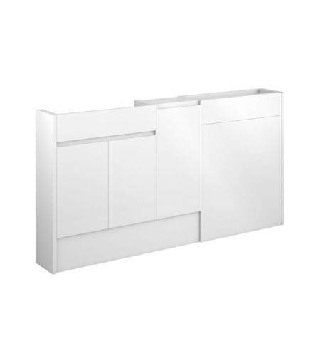 Cedar 1536mm Slim Basin, WC & 1 Door Unit Pack - White Gloss (Grey Cab)