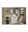 Cedar 1536mm Standard Basin, WC & 3 Drawer Unit Pack - White Gloss (Oak Cab)