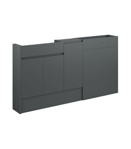 Cedar 1536mm Slim Basin, WC & 1 Door Unit Pack - Matt Graphite Grey (Oak Cab)