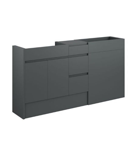 Cedar 1536mm Standard Basin, WC & 3 Drawer Unit Pack - Matt Graphite Grey (Grey Cab)
