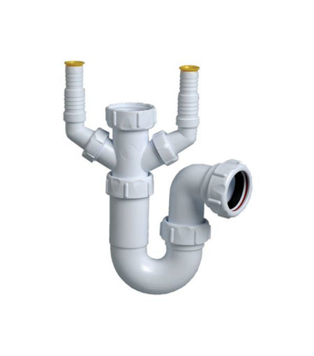 Marley 40mm Waste Trap - Washing Machine Double Spigot - White