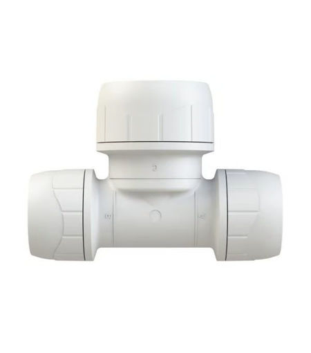 Polypipe New Enhanced Polyplumb 15mm x 15mm x 22mm Reducing  Branch Tee - White