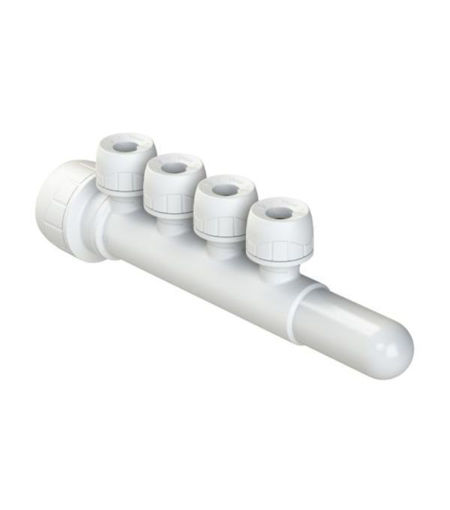 Polypipe New Enhanced Polyplumb 22mm x 10mm (Socket/Spigot) Single Side Manifold 4 Port - White
